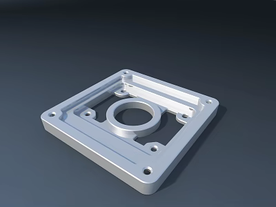 Square Metal Door Handle Mounting Plate with Installation Holes and Durable Design 3d model