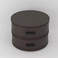 Black Cylindrical Storage Cabinet With Two Drawers And Chain Pattern Trim 3d model