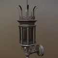 Classical Metal Wall Lamp With Ornate Decorative Details And Columnar Structure