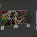 Modern Artistic Decorative Screen With Colorful Graffiti Panel And Marble Bases