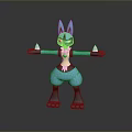 Pokémon Lucario 3D Model Character With Blue Body Black Ears And Yellow Chest Marking