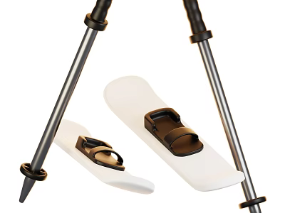 Lightweight Snowshoes With Secure Strap Bindings And Adjustable Aluminum Ski Poles 3d model