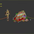 Mystery Shack Wooden Cabin Building With Signboard Decorative Flags And Roof Design