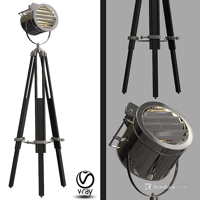 Modern Tripod Floor Lamp With Black Silver Metal Design And Contemporary Style 3d model 