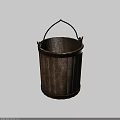 Traditional Rustic Wooden Bucket With Metal Handle For Household Use