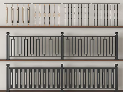 Various Design Railings with Metal Bars and Decorative Patterns for Home Use 3d model