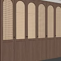 Modern Wooden Wardrobe With Arched Doors And Lattice Design Details