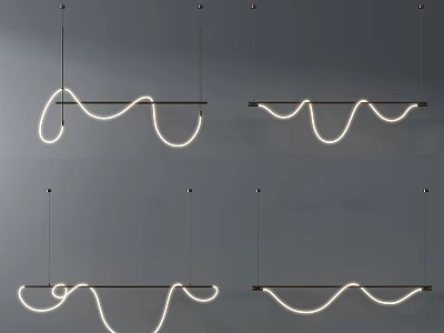 Modern Curved LED Pendant Lights in Sleek Design Hanging for Contemporary Decor 3d model