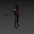 Gory Zombie Bound to Torture Device With Menacing Expression and Blood