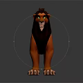 Cartoon Style 3D Lion Model With Brown Mane Green Eyes And Standing Pose