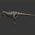 Realistic Standing Dinosaur Model With Open Mouth Sharp Teeth And Striped Skin