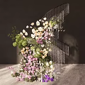 Elegant Floral Installation With Mixed Pink Purple White Blooms Fresh Greenery And Hanging Chains