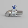 Industrial Stainless Steel Valve With Blue Handwheel And Flange Bolts