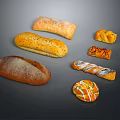 Assorted Fresh Bread Varieties Including Loaf Braided Roll and Sugar Topped