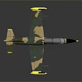 Military Aircraft Model With Camouflage Paint Yellow Wing Tips And Cockpit