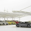 Modern car charging parking lot 3d model