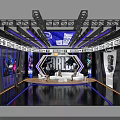 Modern Public Office Space Interior With Sofa Seating LED Lighting And Display Screens 3d model
