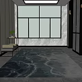 Modern Elevator Lobby Interior With Marble Walls Patterned Carpet And Large Window 3d model