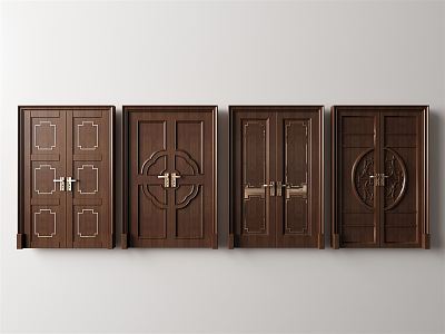 New Chinese Double Door 3d model