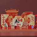 Chinese New Year Photo Spot With Dragon Lion Dance Traditional Red Decorations 2024