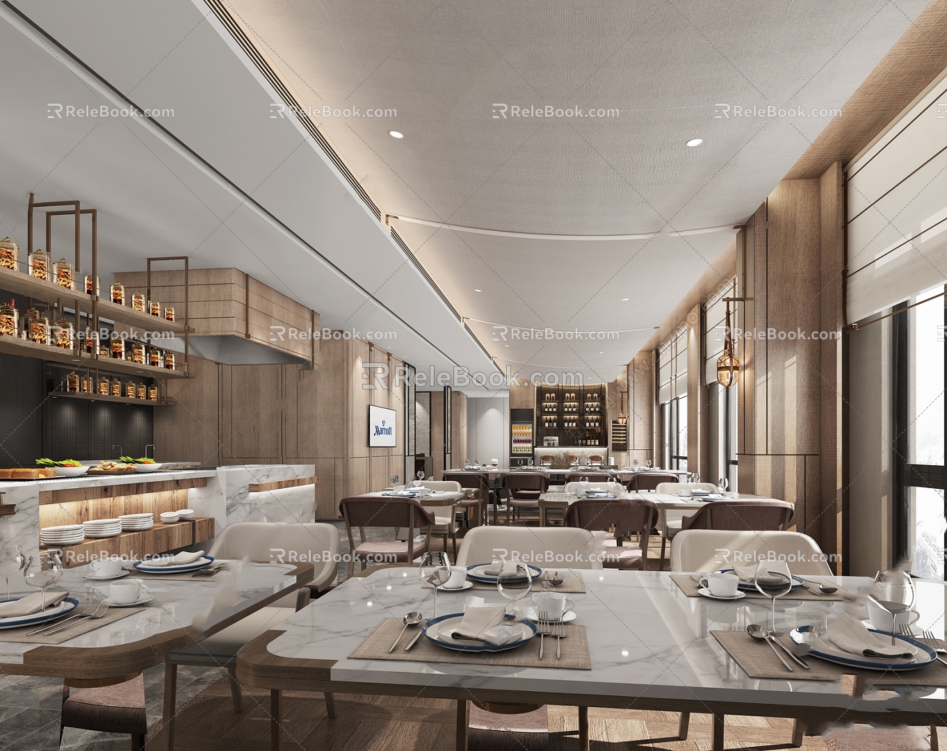 Modern Restaurant Hotel Catering 3d model