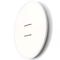 Modern Round White Wall Lamp With Wooden Frame And Two Black Light Bars