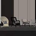 Different Styles Modern Leisure Chairs With Rattan Metal Frame On Textured Rug