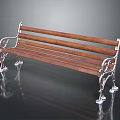 Outdoor Bench with Wooden Slats Metal Armrests and Carved Vintage Design for Garden