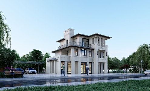 Modern single-family villa 3d model