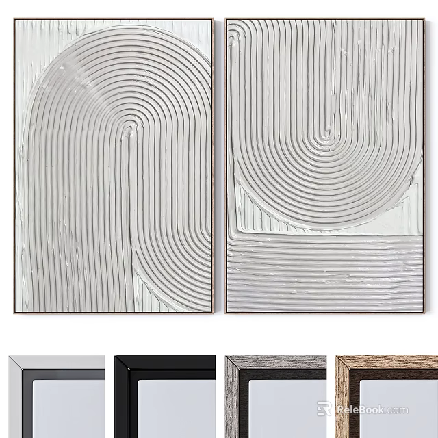 Abstract Line Design Decorative Paintings With Modern Style Various Frames Wall Decor 3d model 