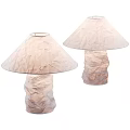 Two Modern Table Lamps With Crinkled Shade Design And Textured Base Structure 3d model
