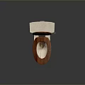 White Ceramic Toilet With Wooden Seat And Lid For Bathroom Fixture