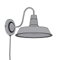Modern Brushed Metal Wall Light With Curved Arm And Dome Shade Design For Home