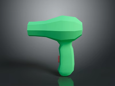 Green Low Poly Hair Dryer With Modern Stylish Design And Smooth Surface 3d model