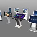 Public Facility Interactive Touchscreen Kiosks with Various Stands and Digital Interfaces 3d model