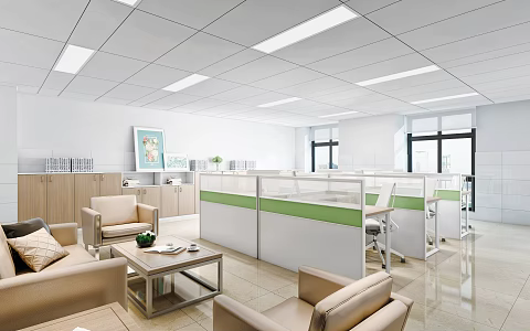 modern public office area office area 3d model