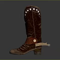 Stylish Brown Tall Leather Boots With White Decorative Top And Red Heel Pendant