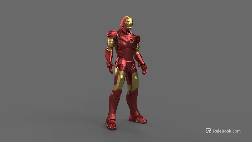 Game Movie Character Iron Man Red Gold Armor Standing Pose 3d model 