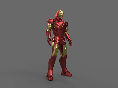 Game Movie Character Iron Man Red Gold Armor Standing Pose 3d model
