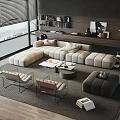 Modern sofa coffee table combination 3d model