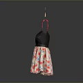 Stylish Women's Dress With Dark Top Red Straps And Light Floral Skirt