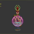 Ornate Golden Decorative Lantern With Intricate Cutout Design And Red Base