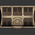 Vintage Decorative Treasure Chest With Arched Windows And Gold Accents