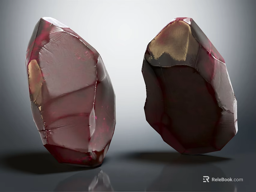 Red Uncut Gemstones With Transparent Lustrous Shiny Surface For Jewelry Design 3d model 