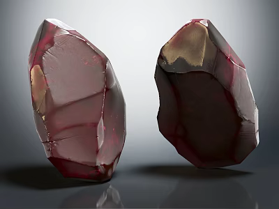 Red Uncut Gemstones With Transparent Lustrous Shiny Surface For Jewelry Design 3d model