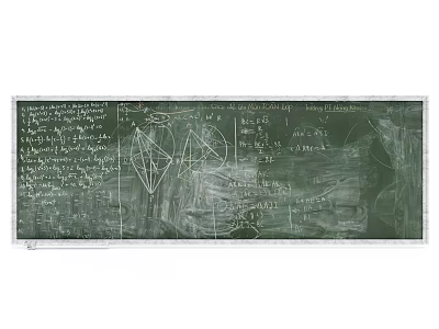 Mathematical Blackboard Wall Hanging With Formulas Geometric Shapes And Handwritten Notes 3d model