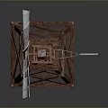 Vintage Windmill Model With Metal Blades And Wooden Tower Structure