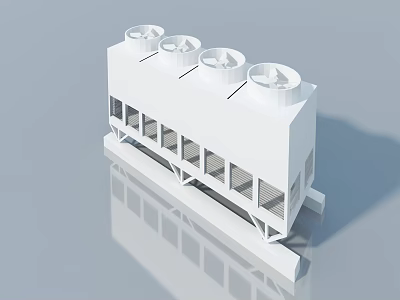 White Cooling Tower Swing Door With Glass Panels And Multiple Top Fans 3d model