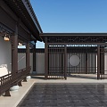 veranda corridor pavilion chinese veranda new chinese verandah new chinese verandah new chinese pavilion su verandah chinese new chinese su-style courtyard verandah courtyard 3d model