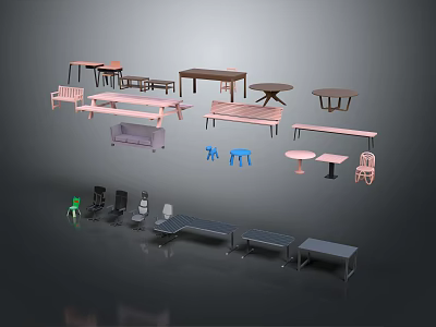 Stylish Outdoor Tables with Various Designs Matching Chairs and Furniture Sets 3d model